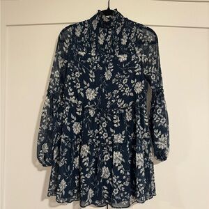 Trixxi Navy Blue Floral Blouse